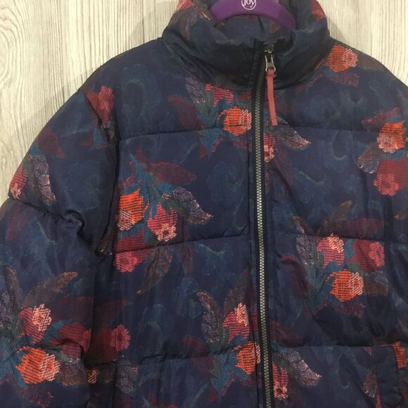 Sundance Kimmy Blue Floral Polyester Fiberfill Double Zip Puffer Jacket Small - Picture 3 of 9